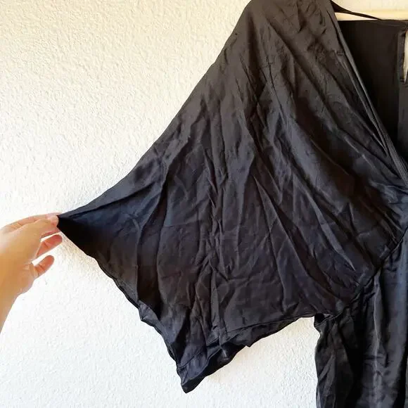 NWT Zara Satin Knotted Black Bat Wing Dress Mini sz M - Picture 5 of 12
